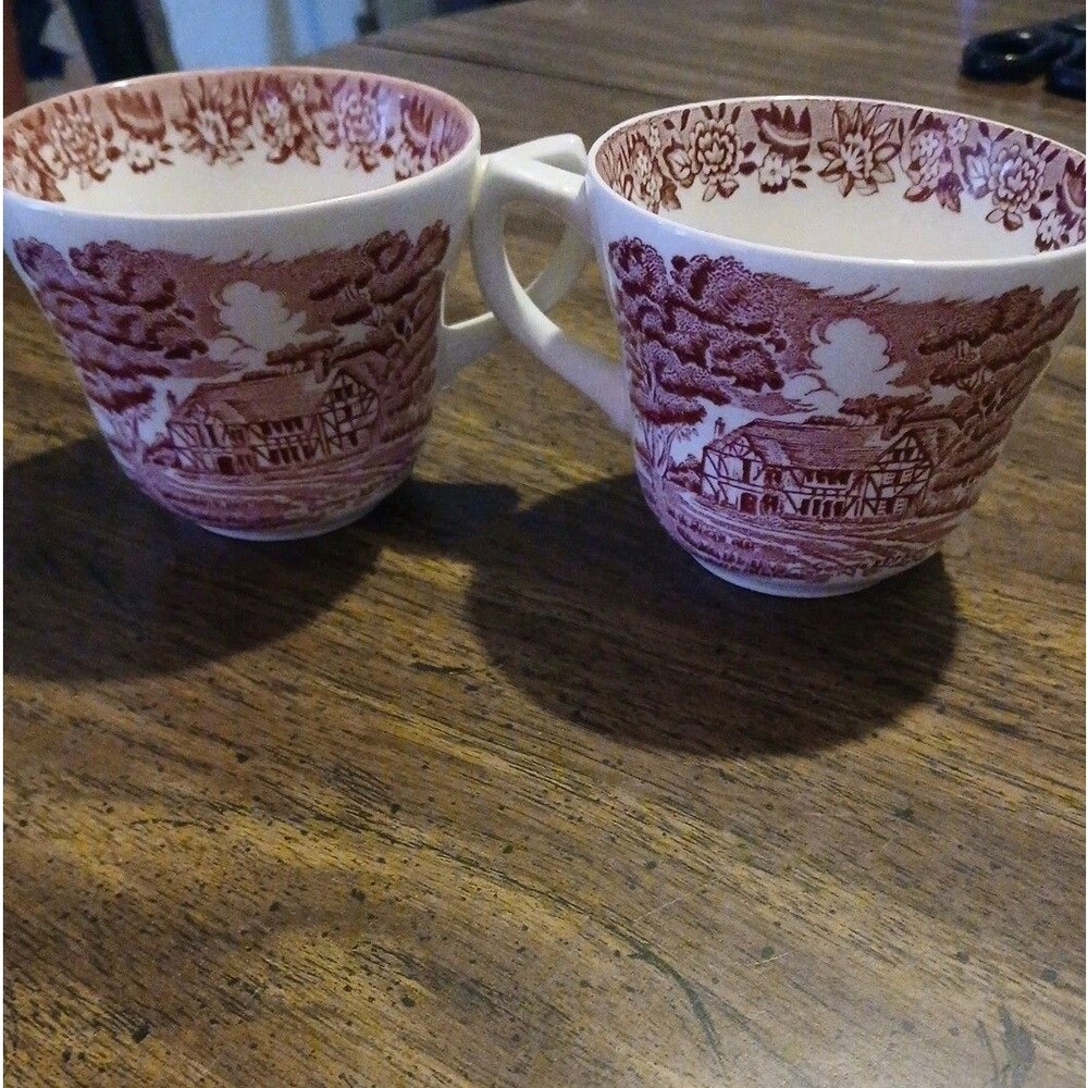 Grindley Transferware English Country Inns Cup George & Dragon Set of 2 VTG
